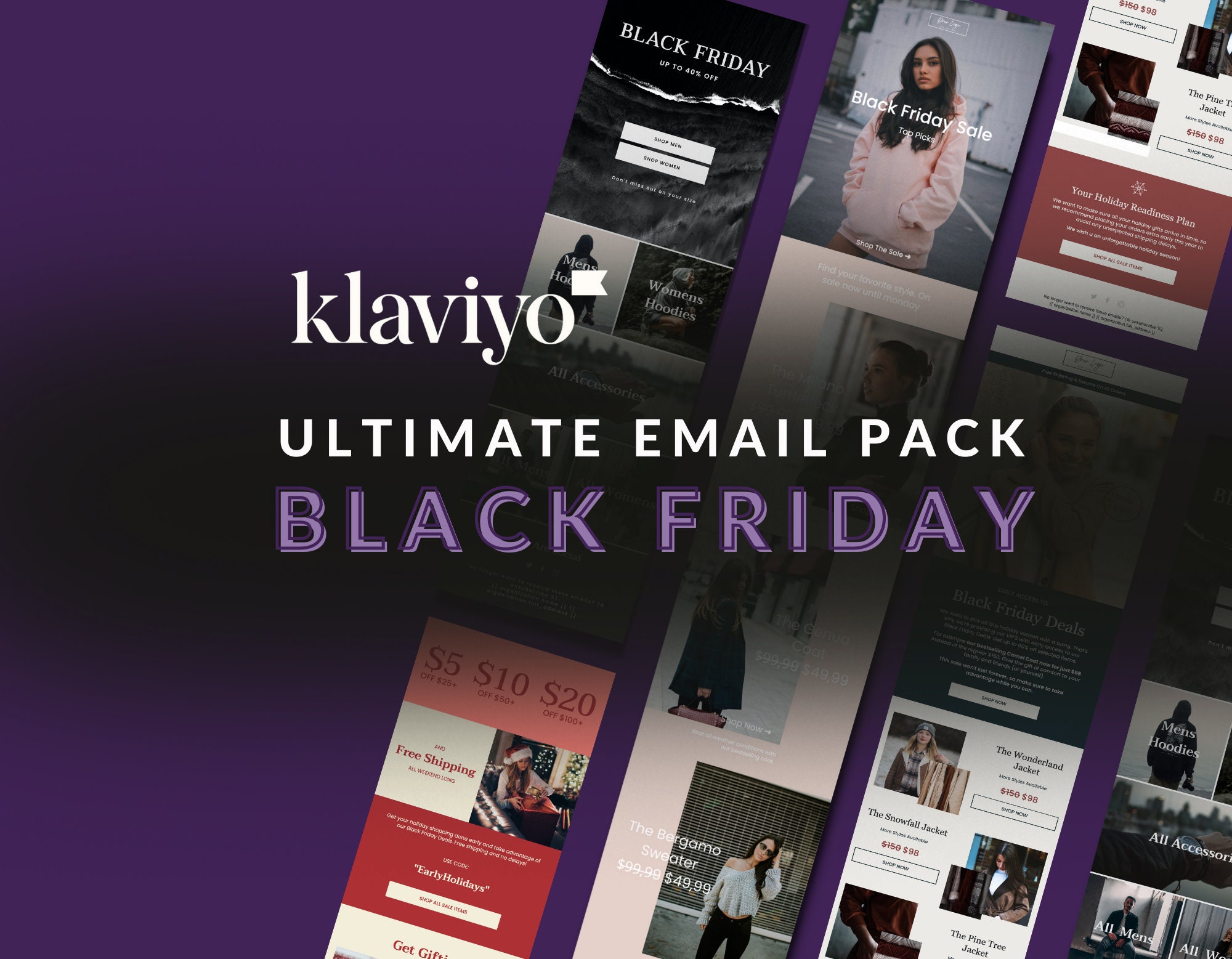Klaviyo Black Friday Email Templates Bundle BFCM Etsy