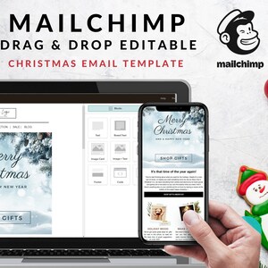 Szablon wiadomości e-mail na Boże Narodzenie | Projekt świątecznej wiadomości e-mail | Projekt szablonu wiadomości e-mail Mailchimp, Canva | Szablon wiadomości e-mail typu „przeciągnij i upuść” | Szablon świąteczny