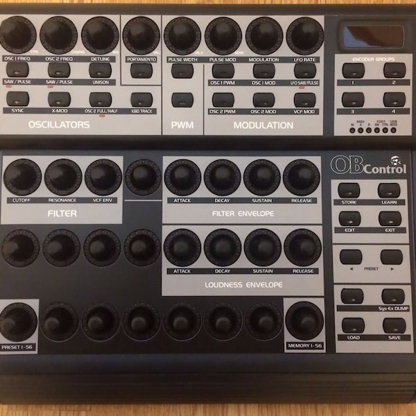 Oberheim obsx mk1 vinyl overlay template for behringer bcr2000 controller