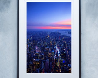 Manhattan skyline dusk - poster only