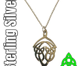 Sterling Silver Irish Celtic Dara Knot Knotwork Pendant Necklace