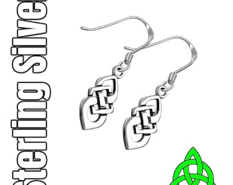 Celtic Dara Knot Sterling Silver Drop Dangle Irish Earrings