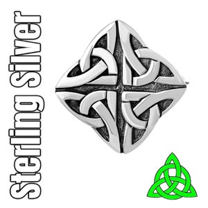Sterling Solid Silver Irish Celtic Trinity Knot Brooch 20 x 20 mm