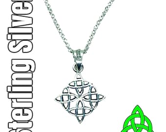 Sterling Silver Irish Celtic Dara Knot Knotwork Pendant Necklace