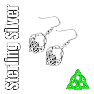 Celtic Knot Sterling Silver Long Drop Irish Earrings