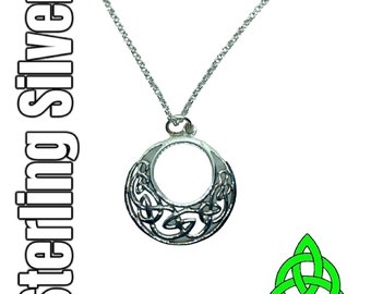 Sterling Silver Irish Celtic Dara Knot Knotwork Pendant Necklace