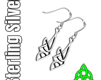 Celtic Dara Knot Sterling Silver Knot Drop Irish Earrings