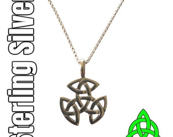 Silver Irish Celtic Trinity Knot Knotwork Pendant Necklace