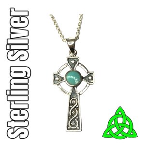 Celtic Cross Pendant Sterling Silver Irish Religious Gothic Necklace