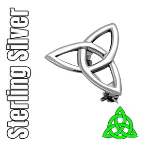 Sterling Solid Silver Irish Celtic Trinity Knot Brooch 18 x 18 mm