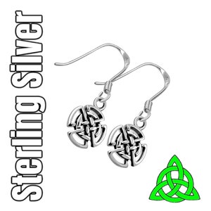 Celtic Dara Knot Silver Knot Drop Dangle Irish Earrings