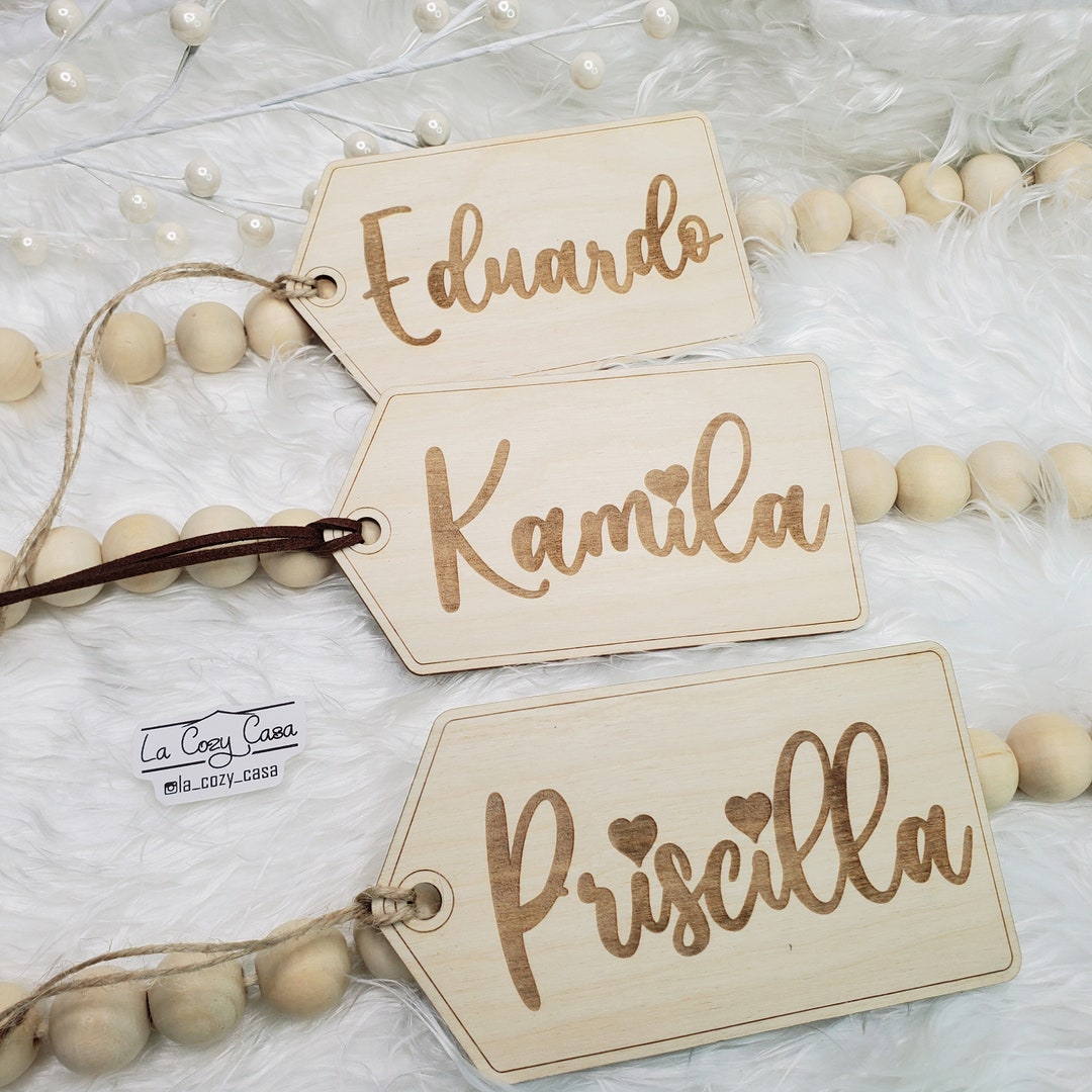 Laser Etched Name Tag, Wood Name Tag, Holiday Decor, Gift Idea, Wedding ...
