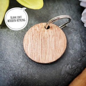 Blank Wooden Round Craft Keyring For Personalisation - 40mm Diameter - 6mm Thick Plywood - Perfect For Engraving or Crafts