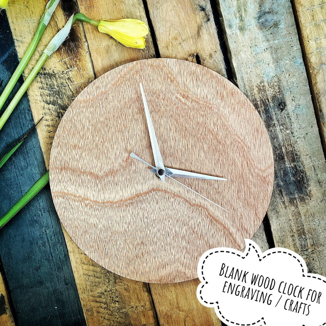 Blank Wooden Clock With Mechanism 22cm Diameter Perfect for Engraving ...