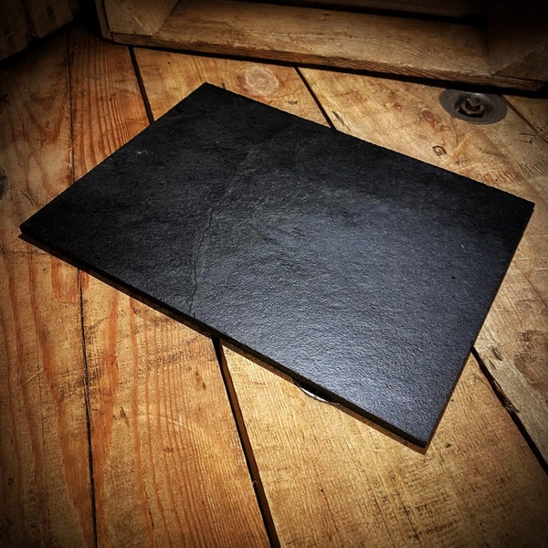 Plateau de service en ardoise rectangulaire | Paquet de 6 | Gastro par Platters Slate | Vierge pour la gravure | Aliments sûrs pour l’hôtellerie et la restauration