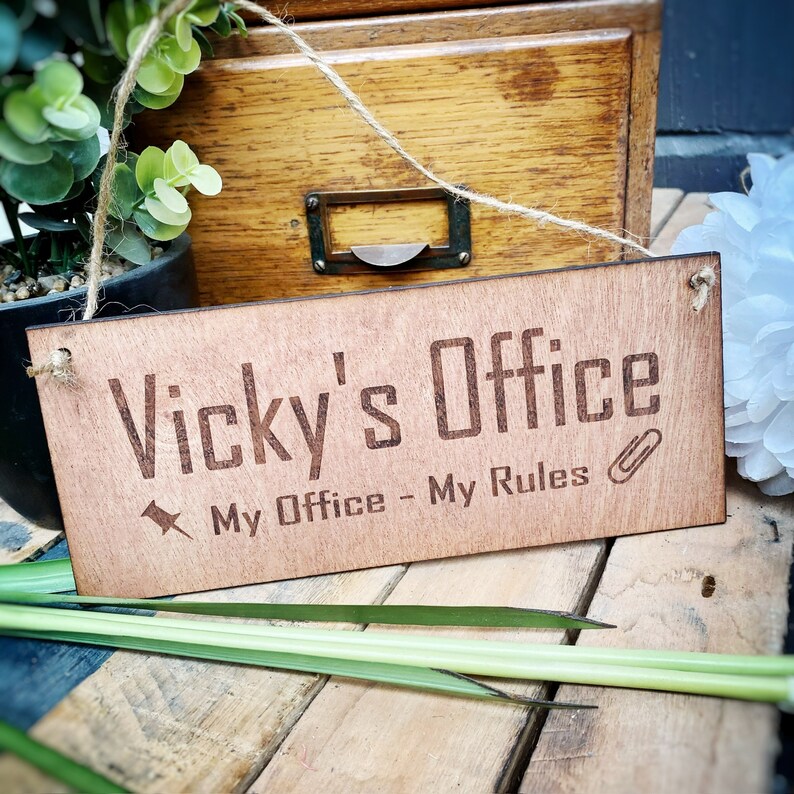 Personalised Wooden Home Office Sign 25x12cm - Etsy