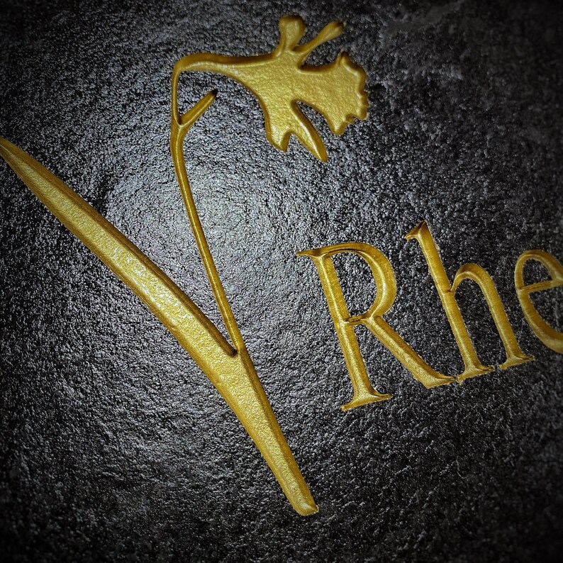 Premium Daffodil House Sign Personalised Number, House Name Slate Sign