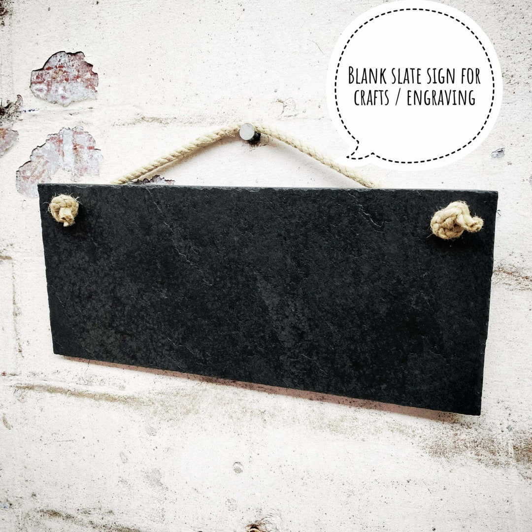 Blank Slate Hanging Sign With Rope 25x11cm Perfect for Crafts or