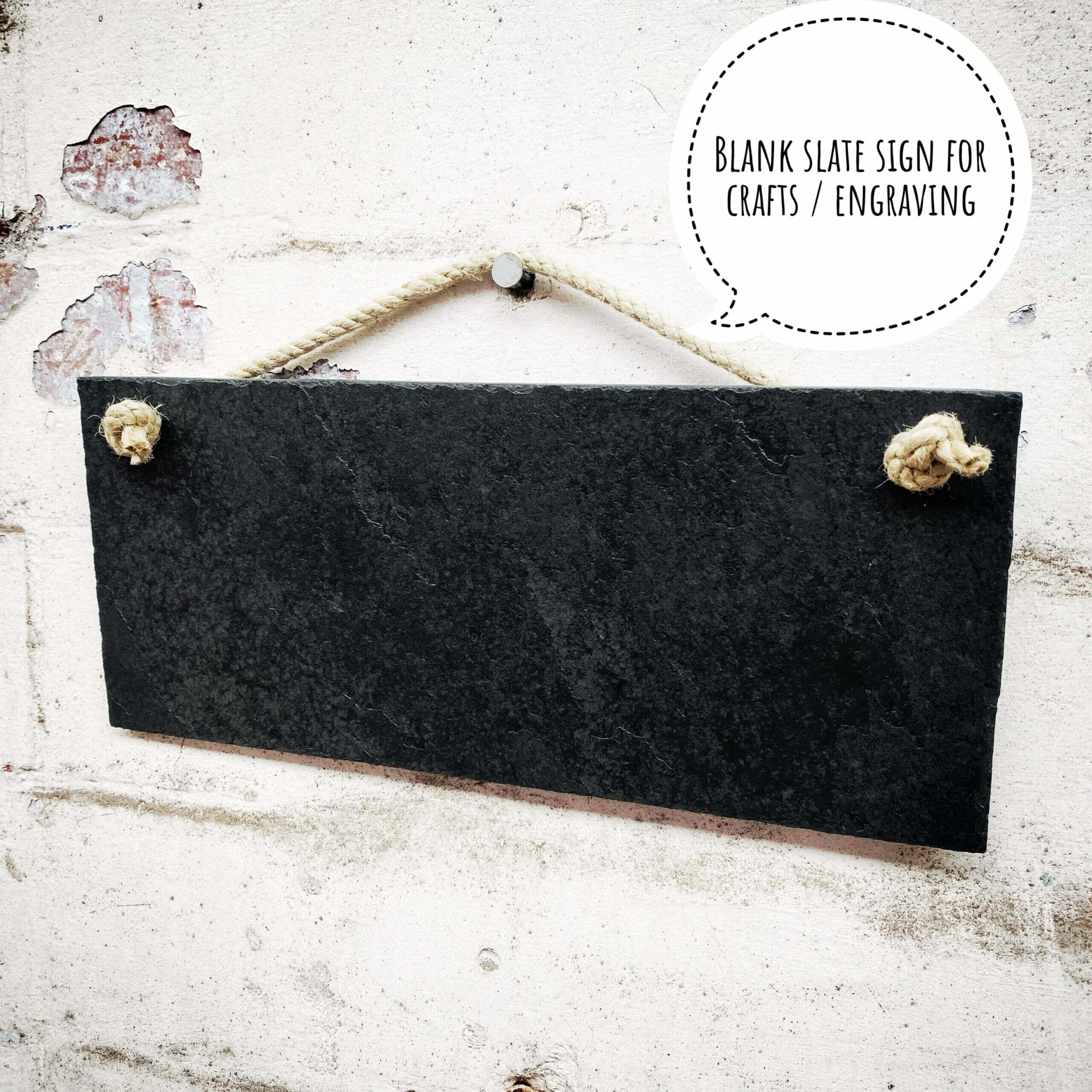 Blank Slate Hanging Sign With Rope 25x11cm Perfect for Crafts or