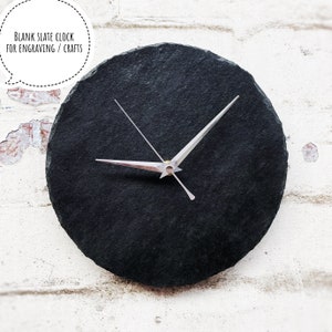 Blank Slate Clock With Mechanism 22cm Diameter – Perfect For Engraving or Crafts