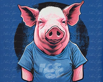 T-shirt design of a cut pig cartoon - Print on demand design, Sublimation Design