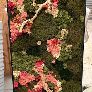 Handmade Colourful Moss Picture, Handmade Wall Art, Reindeer Moss, Flat Moss Design, Bun Moss, Pillow Moss, Preserved Decor