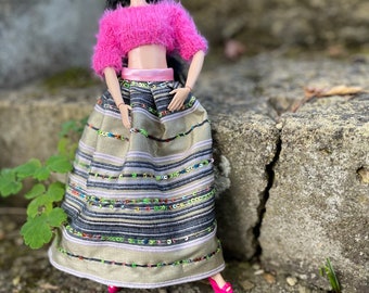 Silk skirt for doll sequins 3 maxi