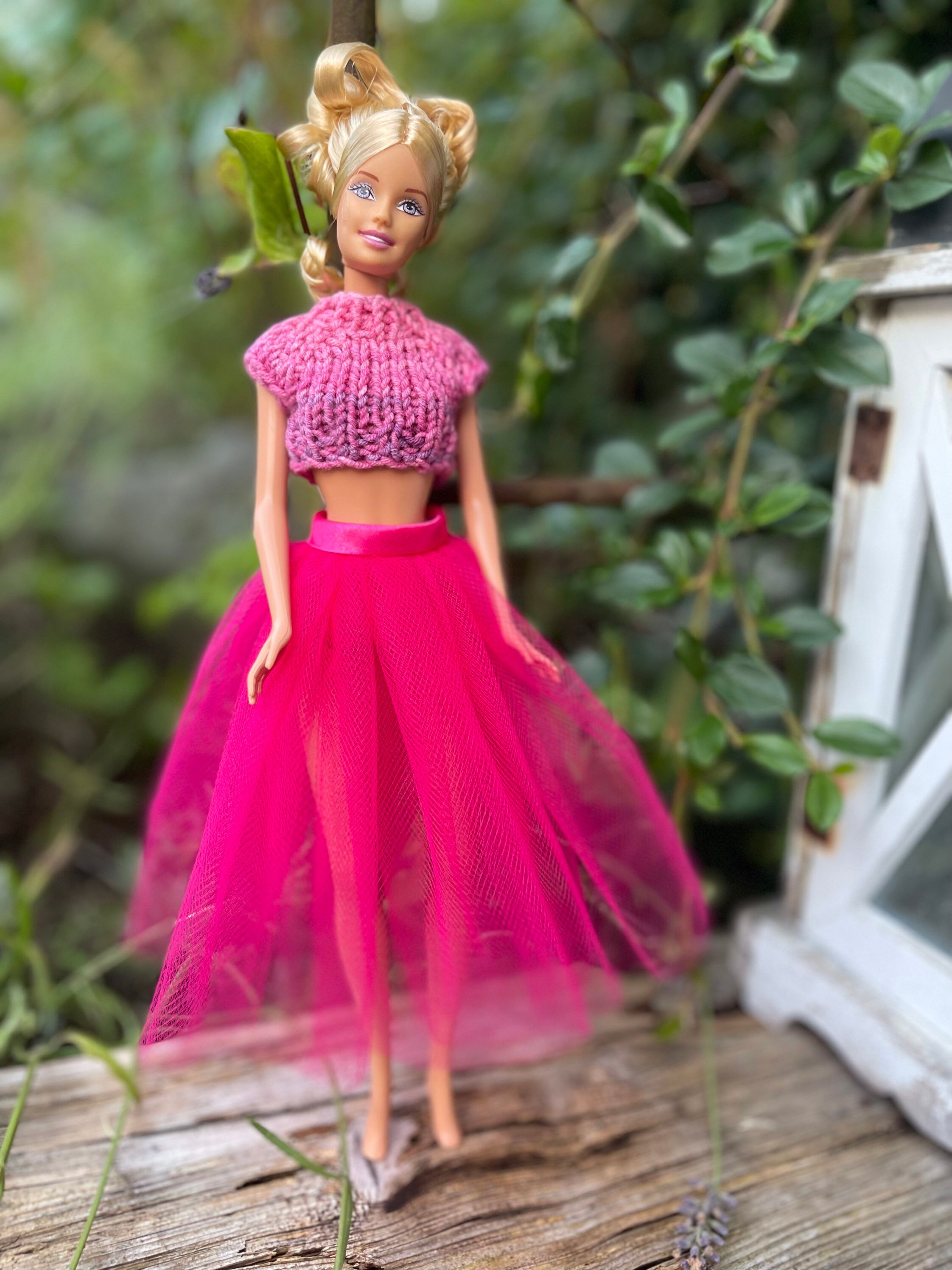 NEW PINK & RED PLEATED SKIRT for Barbie doll 