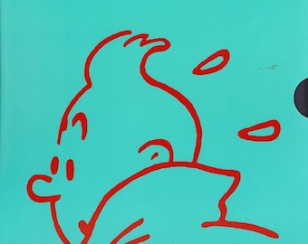 Tintin and Snowy document sleeve, DIN A4 format, "TIM Silhouette" design, turquoise background by Moulinsart