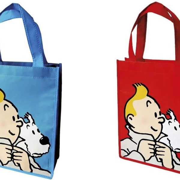 Tim und Struppi Einkaufstaschen (Shopping Bags) Set im Hochformat, Motiv "Red and Blue Design"