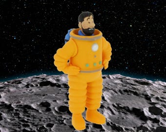 Tintin and Snowy PVC figure Haddock in spacesuit 8 cm by tintinimaginatio