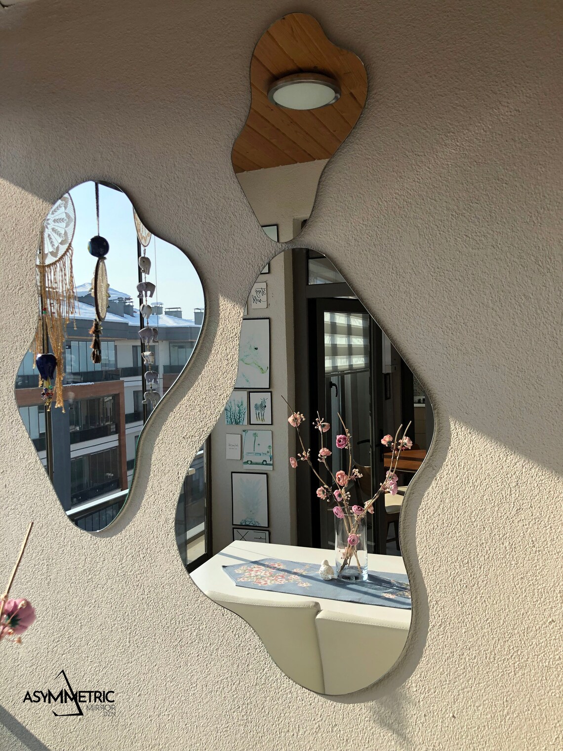 Asymmetrical Mirror/ Wavy Wall Mirror Set/ Irregular Compact Etsy