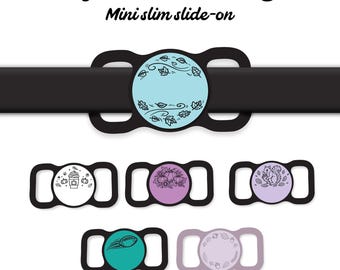 Mini Autumn Fall Slim Slide-On Pet ID Tag | Silent Light & Waterproof Thanksgiving Pet Tag | Lays flat on collar | For small dogs and cats