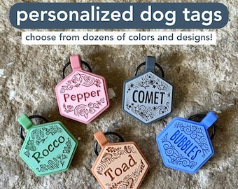 Nature Design Custom Silicone Dog ID Tags | Adventure Dog Gear | Cute design | Silent, durable, waterproof | Quiet pet tags | Dog Collar Tag