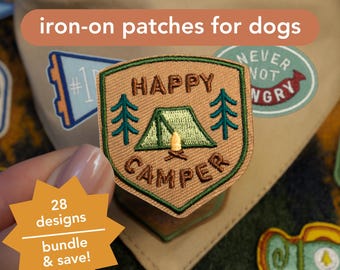 Iron-On Patches for Dogs| Dog Scout Badges | Embroidered patches for pet accessories, hats, bandanas, harnesses, jackets, packs, and more!