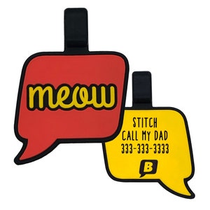 Meow Cat Tag Silicone Cat Tag Small Cat Tag Cat ID Tag Durable Pet ID Cat Name Tag Cat Collar Tag Engraved Silicone Cat Tag image 3