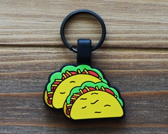 Tacos Silicone Dog ID Tag | Dog Tag | Silicone Pet Tag | Quiet Dog Tag | Durable Pet ID | Pet Name Tag | Dog Collar Tag | Engraved Pet Tag