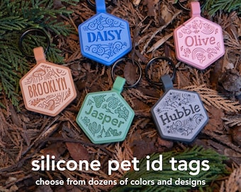 Diseña tu propia placa para el collar de tu perro: Bonita, discreta y personalizable / Placa de identificación de silicona para mascotas / Placa con nombre personalizado para perros / Para perros de tamaño pequeño a grande