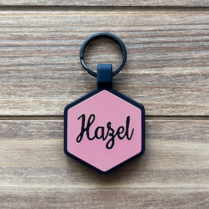 Blush Pink Dog ID Tag | Silicone Dog Tag | Silent Dog Tag | Durable Pet ID Tag | Pet Name Tag | Dog Collar Tag | Engraved Silicone Pet Tag