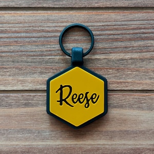 Mustard Yellow Dog Tag | Silicone Pet ID Tag | Silent Dog Tag | Durable Pet ID | Pet Name Tag | Dog Collar Tag |Engraved Silicone Pet Tag