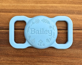 Woodland AirTag Halter | Hundehalsband Air Tag Hülle | Hund ID Namensschild | Haustier Air Tag Hülle | Silikon Air Tag Hülle | Hundehalsband Anhänger | Haustier Anhänger