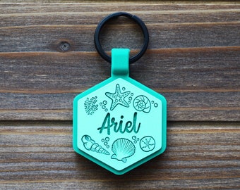 Under The Sea Dog Tag | Silicone Dog ID | Hexagon Pet ID | Quiet Dog Tag | Durable Pet ID | Pet Name Tag | Dog Collar Tag |Engraved Pet Tag