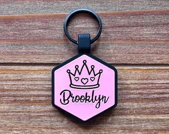 Princess Crown Silicone Dog ID Tag | Silent Pet ID | Quiet Dog Tag | Durable Pet ID | Pet Name Tag | Dog Collar Tag | Engraved Pet Tag