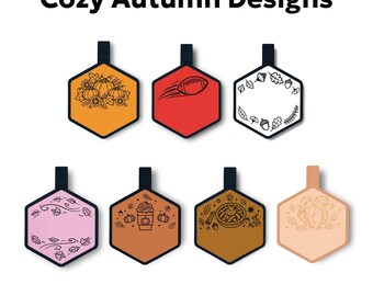 Autumn Fall Dog Tag | Personalized Silicone Pet ID Tag | Custom Engraved Dog Collar Tag | Cute Accessories for Dogs & Cats