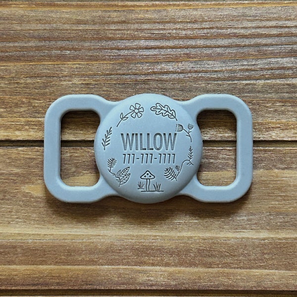 Woodland AirTag Holder | Dog Collar Air Tag Case | Dog ID Name Tag | Pet Air Tag Case | Silicone Air Tag Case | Pet Collar Tag | Pet Tag