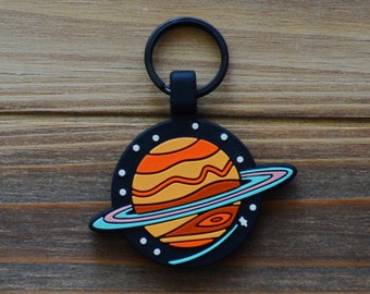 Space Planet Silicone Dog Tag | Space Design Pet ID | Silent Dog Tag | Durable Pet ID | Pet Name Tag | Dog Collar Tag | Engraved Pet Tag