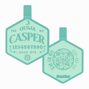 QR Code Ouija Board Silicone Dog ID Tag | Halloween Pet ID Tag | Rubber Dog Tag | Durable Pet Name Tag | Dog Collar Tag | Custom Pet Tag