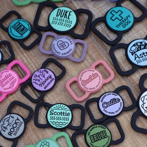 Slim Slide On Pet ID Tag, Custom Silicone Dog Tag, Silent Cat Collar Tag, Personalized Design, Lightweight and Jingle-Free, Small Mini Size