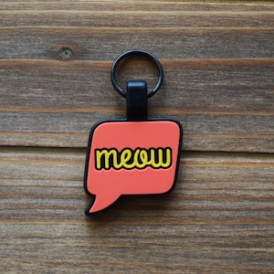 Meow Cat Tag Silicone Cat Tag Small Cat Tag Cat ID Tag Durable Pet ID Cat Name Tag Cat Collar Tag Engraved Silicone Cat Tag image 1