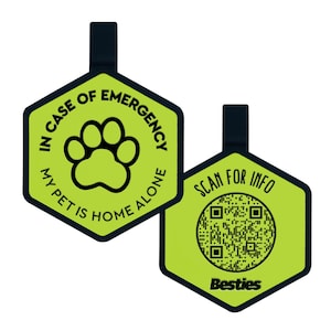 QR Code My Pet Is Home Alone Alert Keychain | Pet Dog Tag For Keychains | Customized with critical contact information